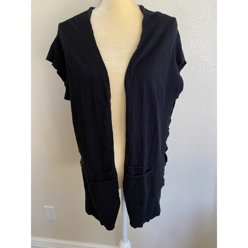 Women’s Tarnish Black Sweater Vest With Side Buttons One Size Fits All